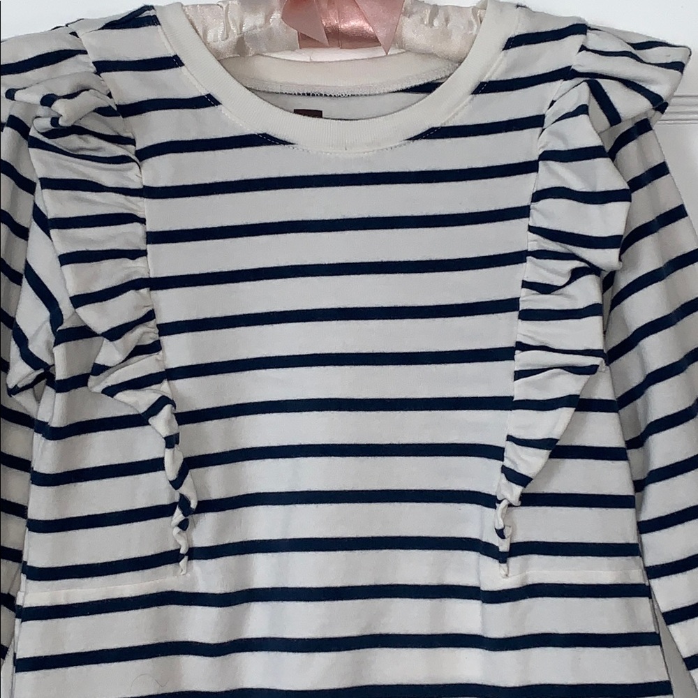 Tea Collection Blue & White Striped Dress 4 GUC - Picture 3 of 10